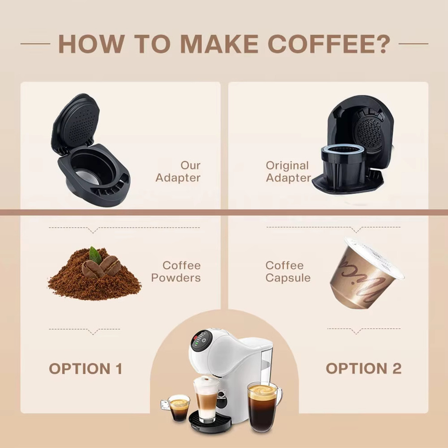 i Cafilas Kaffee Kapseladapter für Dolce Gusto Mini und Genio Piccolo XS in Schwarz, wiederverwendbarer Konverter für Kaffeepads und Nespresso kompatibel - Bild 2