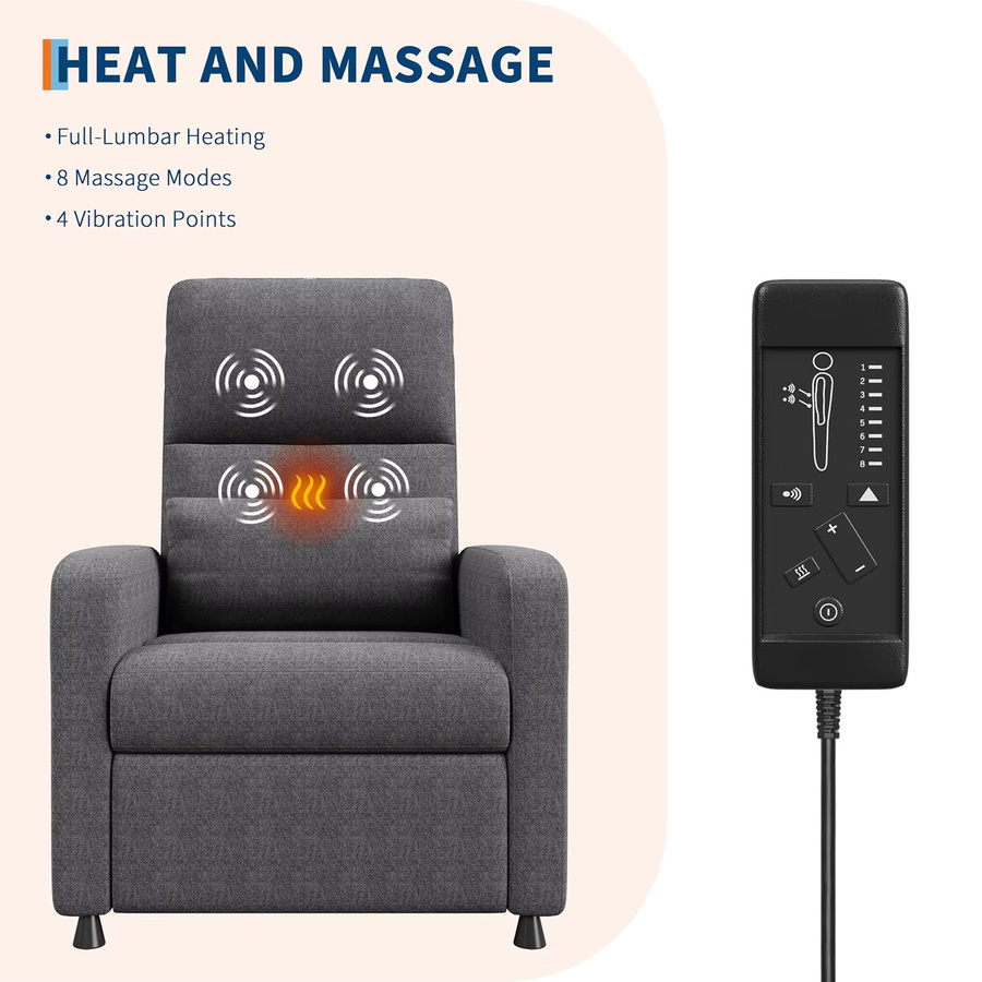 HiMISS Elektrischer Relaxsessel in Weiss mit Wärme- und Massagefunktion, verstellbarer Rückenlehne, USB-Anschluss und Seitentaschen - Bild 3