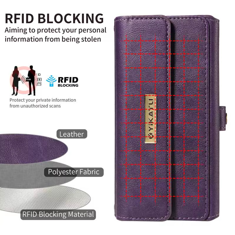 Rote Ledertasche als Flip Wallet Phone Cover für Samsung Galaxy Note 8 9 10 Plus 20 Ultra A10 A20 A30 A40 A50 A70 mit Multi-Kartensteckplatz und Reißverschluss - Bild 5