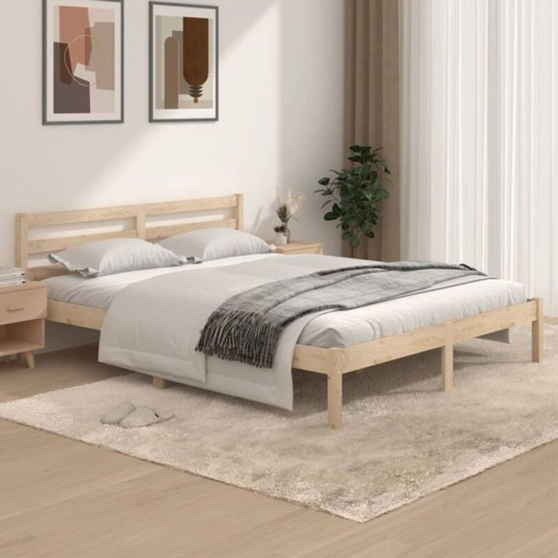 Massivholzbett Kiefer von Vidaxl in Braun, Modernes Skandinavisches Design, B/T: 150 x 200 cm - Bild 1