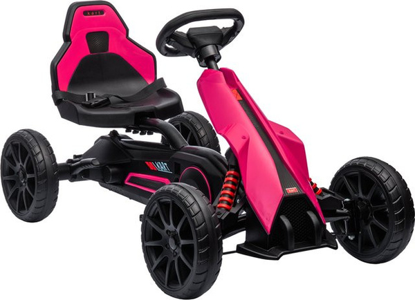 HOMCOM Gokart Tretauto mit Handbremse und verstellbarem Sitz Rosa