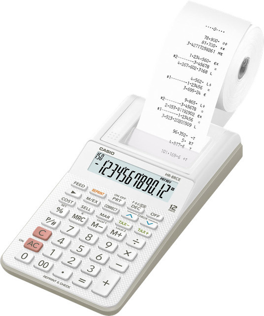 Casio Druckrechner HR-8RCE mit LCD-Display in Weiß - Bild 1
