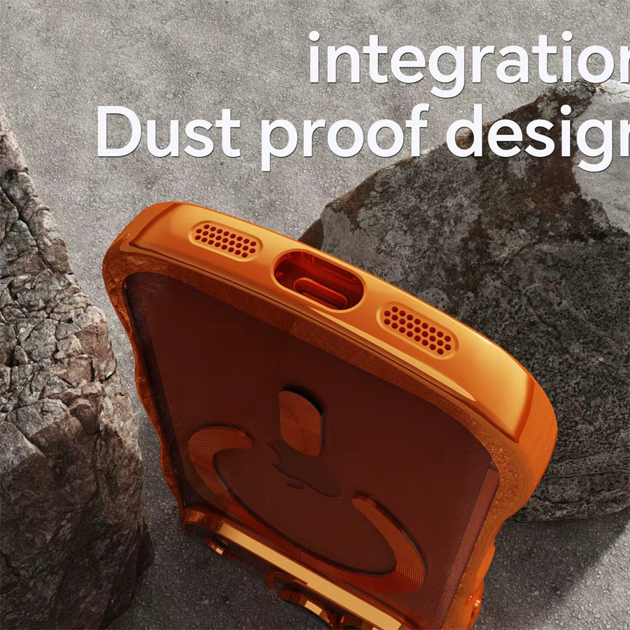 Xeber Magnetische Handyhülle mit Wellen-Design für iPhone 17 16 15 14 13 Pro Max, Transparente weiche Abdeckung mit gewelltem Rahmen, Orange - Bild 4