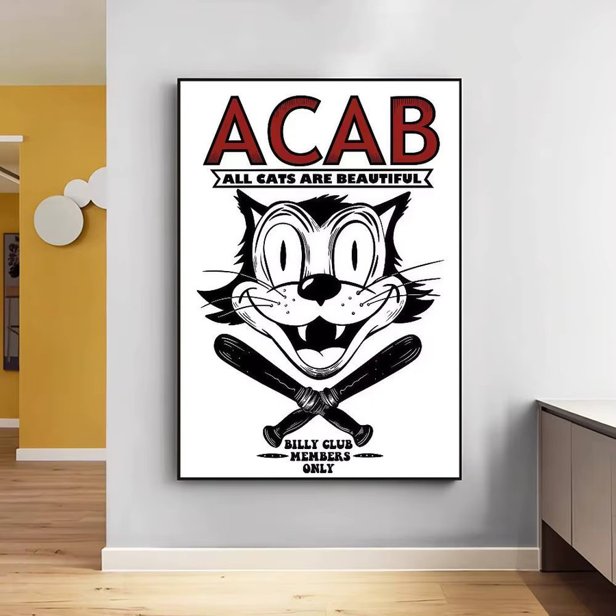 Moetch Vintage Poster ACAB Sozialismus Kunstwerk in Weiß und Multicolour als Papierposter mit Typografie zur Raumdekoration - Bild 4