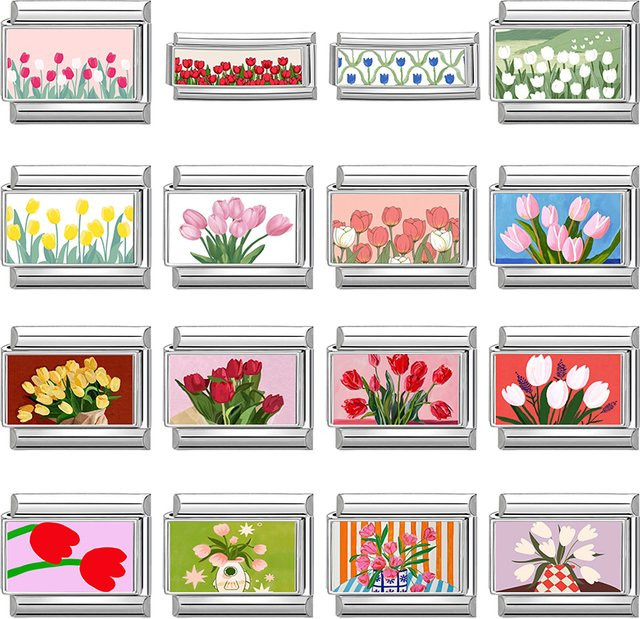 Yolorist Tulpen-Charm, Edelstahl, Silber, Damen - Bild 1