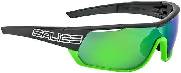 Salice 016RWX Sonnenbrille, Vollrand, Wrap, Black, Green, Unisex, Kunststoff - Bild 1