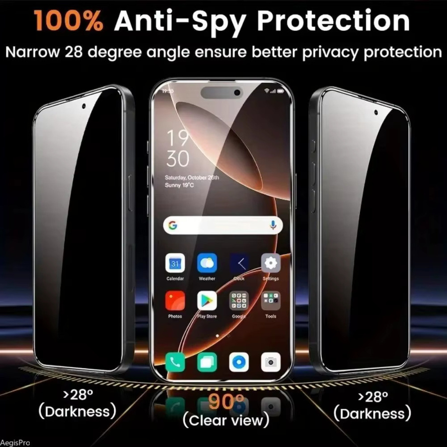 10-in-1 Sichtschutzfolie aus gehärtetem Glas für Apple iPhone 17 Pro Max 16e 15 14 13 12 Pro 11 Display- und Kameraobjektivschutz in Transparent - Bild 2