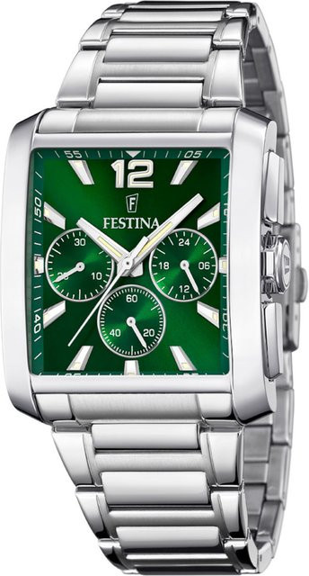 Festina Chronograph, Quarz, Edelstahl, Grün, 38 mm, Herren - Bild 1