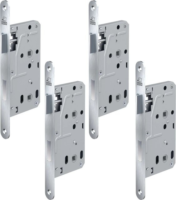BASI Zimmertürschloss ES 929 BAD DIN Rechts/Links Rundstulp 20 mm Edelstahl Silber 4er Set - Bild 1