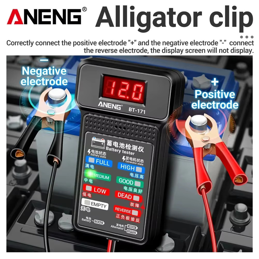 ANENG Multifunktionaler Batterietester BT-171 für 12 V mit LED-Display in Schwarz - Bild 4