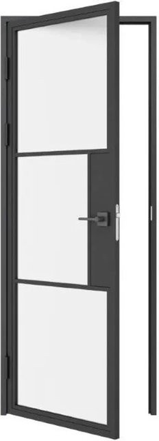 inova Loft Glastür Komplettset in Schwarz, Satiniert, 3 Felder, DIN Links, B: 93,0 cm, H: 231,5 cm - Bild 1