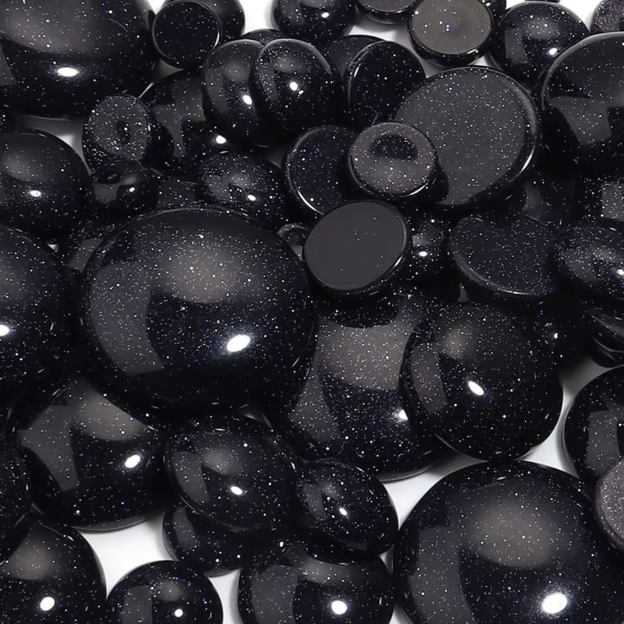 louleur Naturstein Cabochon Schwarzer Sandstein, Schwarz, Unisex - Bild 5