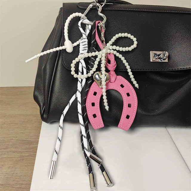 Yogodlns Schlüsselanhänger Pferdehuf Hufeisen, PU-Leder, Rosa, Damen und Mädchen - Bild 1