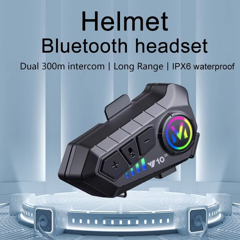 kebidumei Y10 Motorradhelm-Headset Bluetooth 5.3 Intercom für 2 Fahrer mit 300m Reichweite und Musik-Sharing, Wasserdicht, Schwarz - Bild 2