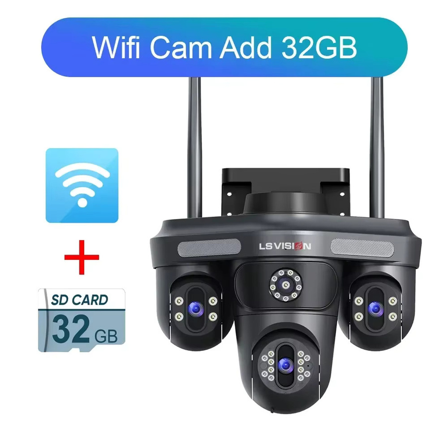 LS VISION 15MP WiFi IP Outdoor Überwachungskamera mit drei Objektiven, PTZ, 2-Wege-Audio und Auto-Tracking in Schwarz - Bild 7