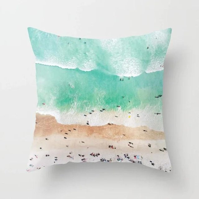 Shunika Chen Sofakissenbezug mit blauem Hawaiianischem Strandwellen-Design, B/B/H: 18 x 18 x 18 cm - Bild 1