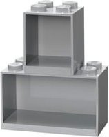 Room Copenhagen LEGO Regal Brick Shelf 8+4 in Hellgrau, Wandmontage mit Rückwand - Bild 1