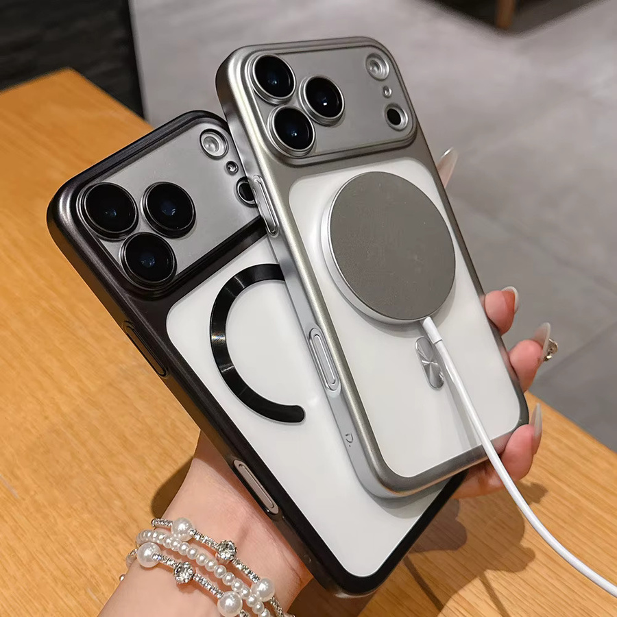 Magnetische iPhone 17 Pro Max und iPhone 17 Pro Handyhülle mit MagSafe Unterstützung, matt und transluzent, Farben: Transparent, Blau und Multicolour - Bild 2