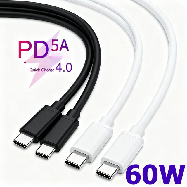 USB C zu PD Schnellladedatenkabel 60 W für iPhone 15, Farbe: Schwarz - Bild 1