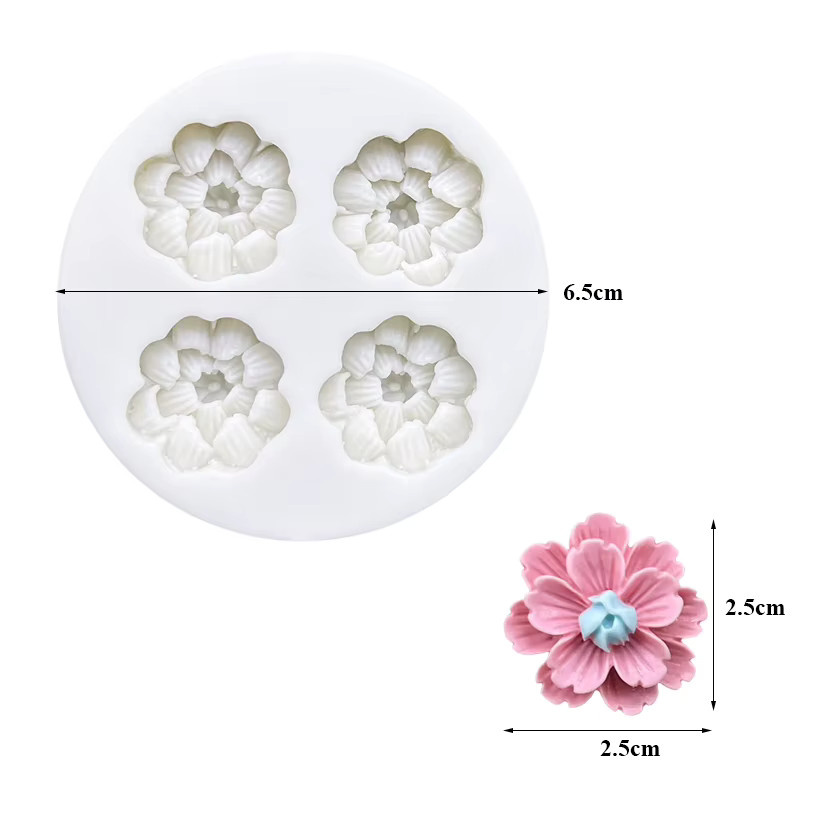 Fengying Silikon Backform Sakura und Gänseblümchen für Schokolade, Fondant und Cupcakes in Braun und Weiß - Bild 2