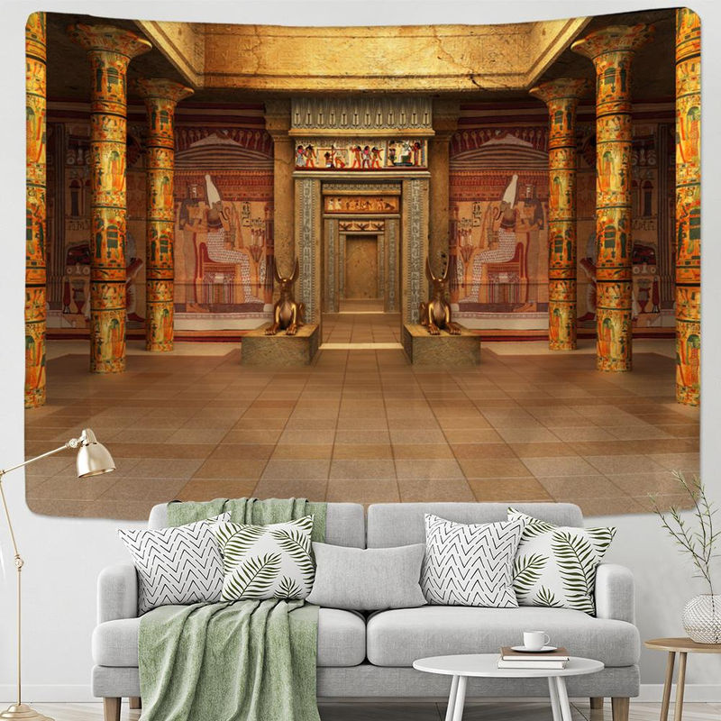 Binchi Outdoor Equipment Wandbehang mit antikem ägyptischem Gebäude Motiv, Bohemian Tapisserie aus Polyester in Mehrfarbig, B/H: 95 x 70 cm - Bild 2