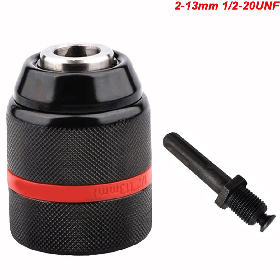 Metall Schnellspannbohrfutter mit SDS-Plus-Schaft und 1/2-20 UNF-Gewinde, Farbe Schwarz, Spannbereich 2–13 mm - Bild 2