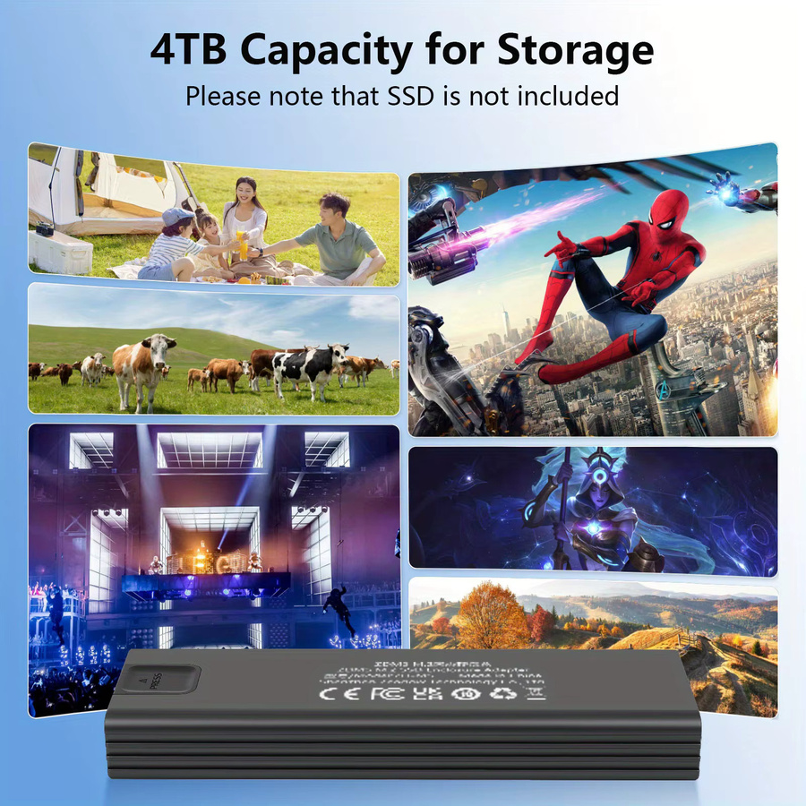 SUNKANDI M.2 NVMe und SATA SSD-Gehäuseadapter in Grau mit USB-C 3.1 Gen 2 (10 Gbit/s) für M.2 PCIe NVMe und SATA SSDs, unterstützt SSDs 2230 - Bild 5