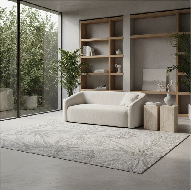 Outdoor Teppich VENTOUX von Kadima Design in Grau mit Tropen-Motiv, B/T: 240 x 340 cm - Bild 1