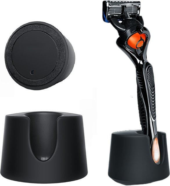 HDSAL Rasiererhalter Ständer mit Abflussfunktion in Schwarz für die Badezimmer-Arbeitsplatte, kompatibel mit Gillette - Bild 1