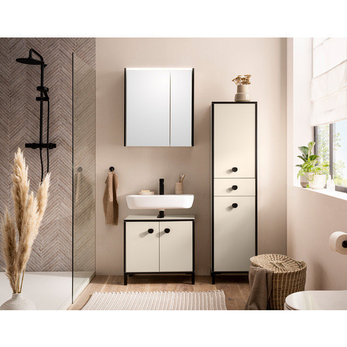 Schildmeyer Waschbeckenunterschrank Edda mit 2 Türen, B/H: 65,1 x 59,1 cm, beige/schwarz - Bild 2