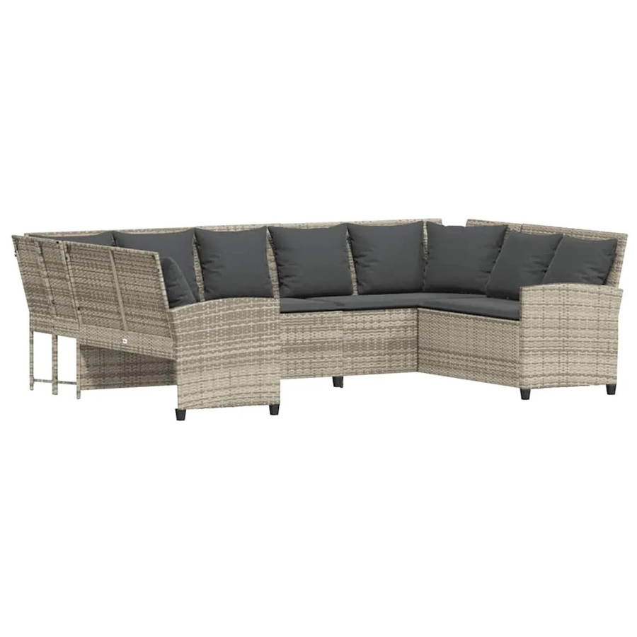 vidaXL Gartensofa L-Form aus Poly Rattan in Hellgrau mit Kissen und UV-beständigen Bezügen - Bild 2
