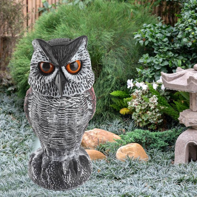 Qiilu Eule mit Wackelkopf als dekorativer Vogelschreck für Garten und Obstgarten, mehrfarbig - Bild 1