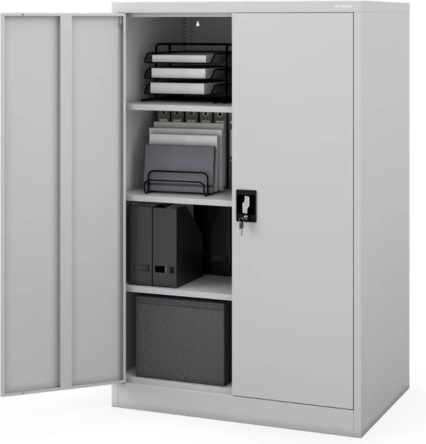 JAN NOWAK Aktenschrank KEVIN Abschließbarer Metallschrank für Büro und Werkstatt, Grau, H x B x T: 140 x 90 x 60 cm - Bild 1