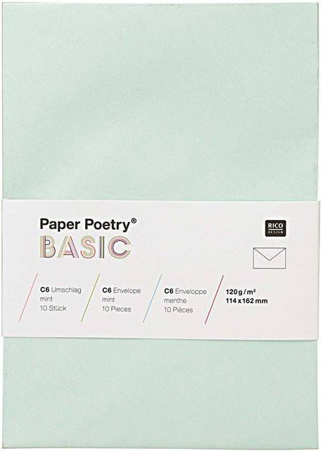 Rico Design Paper Poetry Kuvert Basic C6 Farbe: Mint, 10 Stück - Bild 1