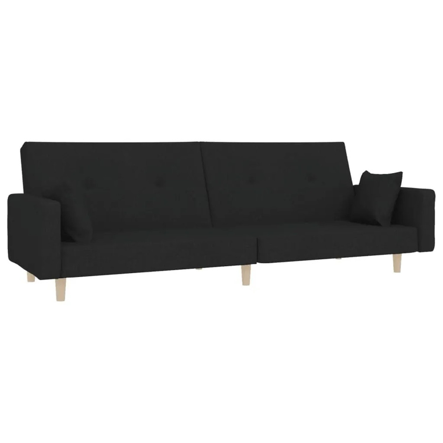 vidaXL Schlafsofa 2-Sitzer Click-Clack mit 2 Kissen, Schwarz, Stoff, B/T/H: 100 x 200 cm - Bild 2