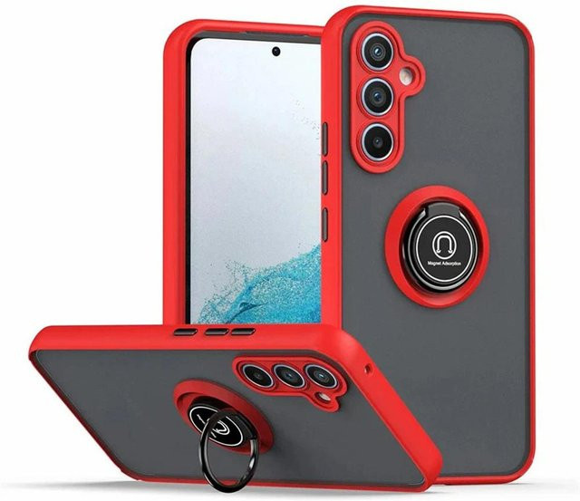 Magnetische Ringhalter Schutzhülle für Samsung Galaxy A55 A56 A36 A35 A26 A25 A16 A15 A54 A34 A14 A53 A33 A52 A32 5G mit Ständer in Rot - Bild 1