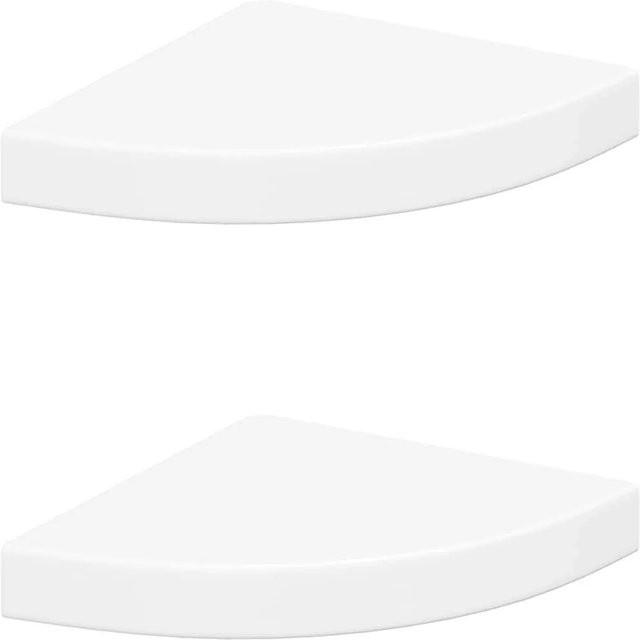 vidaXL Eck-Schweberegale 2er-Set Weiß, Wandmontage, B/T/H: 25 x 25 x 3,8 cm - Bild 1
