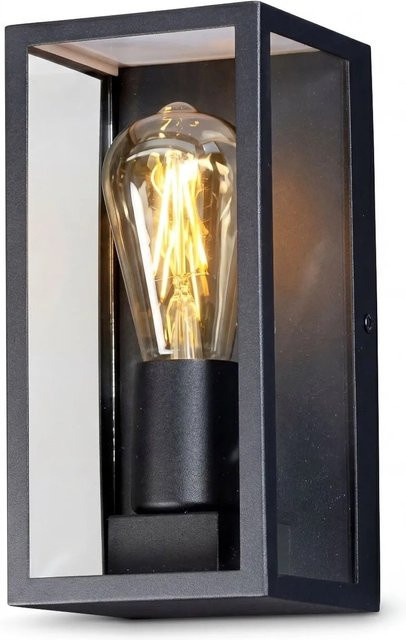 Licht-Erlebnisse Außenwandlampe Schwarz aus Aluminium und Glas mit E27 Fassung, IP44, Höhe: 23,5 cm - Bild 1
