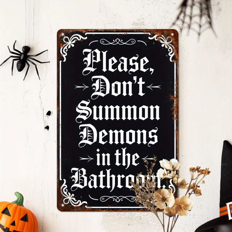 HELLOYOUNG Halloween Retro-Metallblechschild Badezimmer Wandkunst Dekoration Schwarz B: 20 cm, H: 30 cm - Bild 4