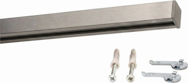Deco-Raum Gardinenschiene Square Edelstahl-optik, 1-läufig, gerade, silber, Länge: 120 cm - Bild 1