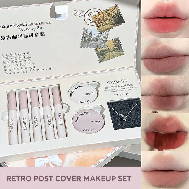 QIBEST Make-up-Set, matter Lippenstift, Rouge, Highlighter - Bild 1