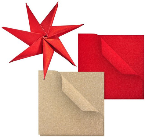 Faltpapier Glitter-Mix von Gebrüder Bertels in Rot, Gold und Multicolor, B: 110,0 cm x H: 32,0 cm x T: 32,0 cm