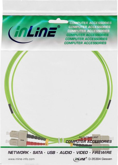 InLine Glasfaserkabel Grün 25m mit 2x SC zu 2x SC Steckern (83525Q) - Bild 1