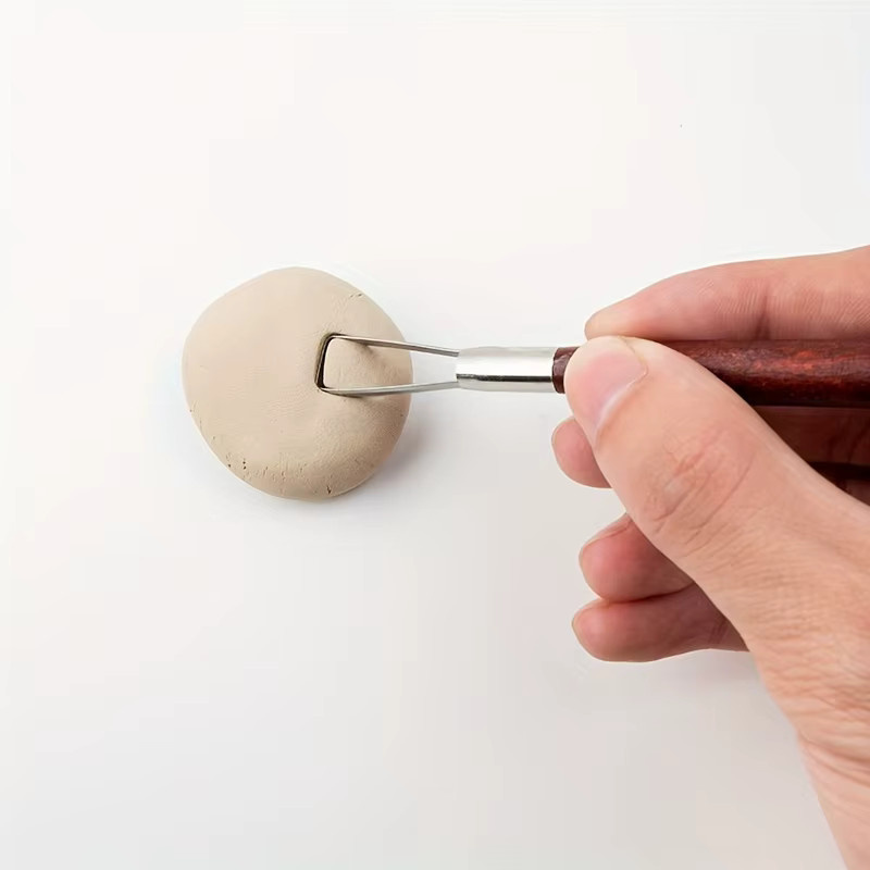 6-teiliges Töpferwerkzeug-Set mit roten Holzgriffen für Tonmodellierung und Tonreparaturen - Bild 4