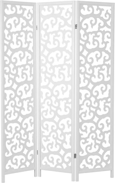 Homestyle4u 3-tlg. Paravent aus Holz in Weiß, B/H: 130 x 175 cm - Bild 1
