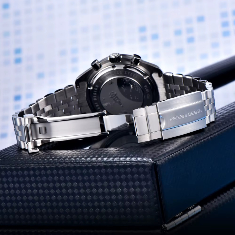 PAGANI DESIGN Chronograph, Quarz, Edelstahl, Saphirglas, Herren, Schwarz - Bild 5