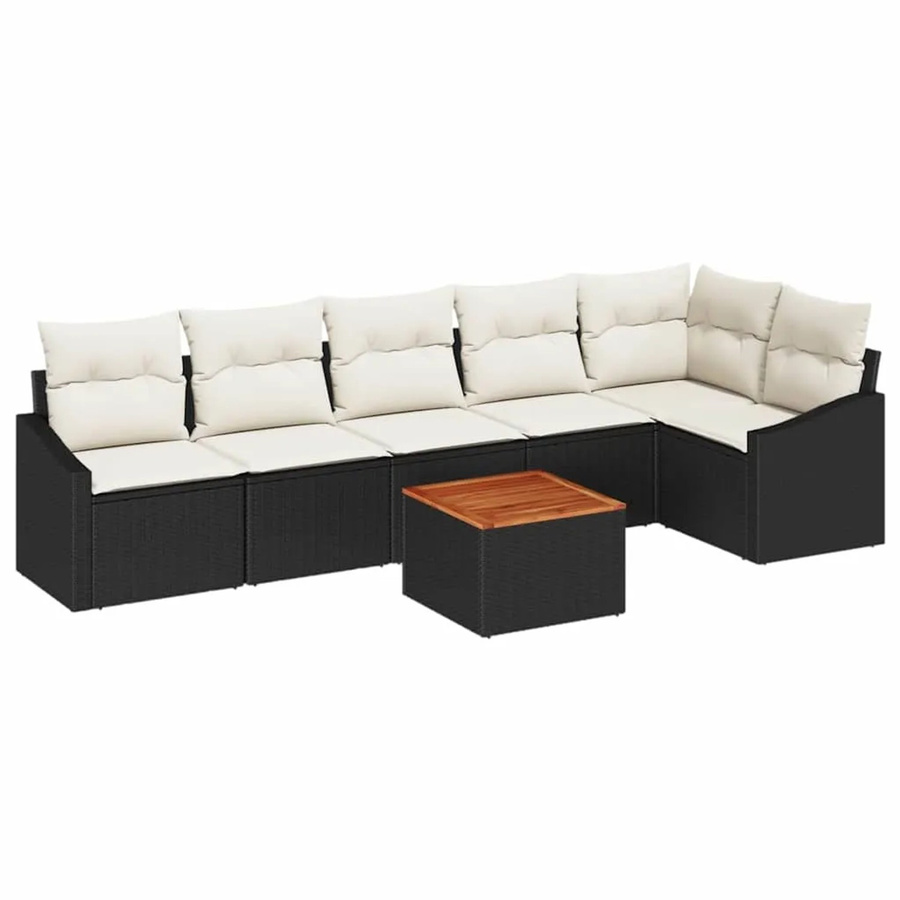 vidaXL Garten-Sofa-Set 7-teilig aus Polyrattan in Schwarz-Weiß mit L-Form und Stauraum - Bild 2