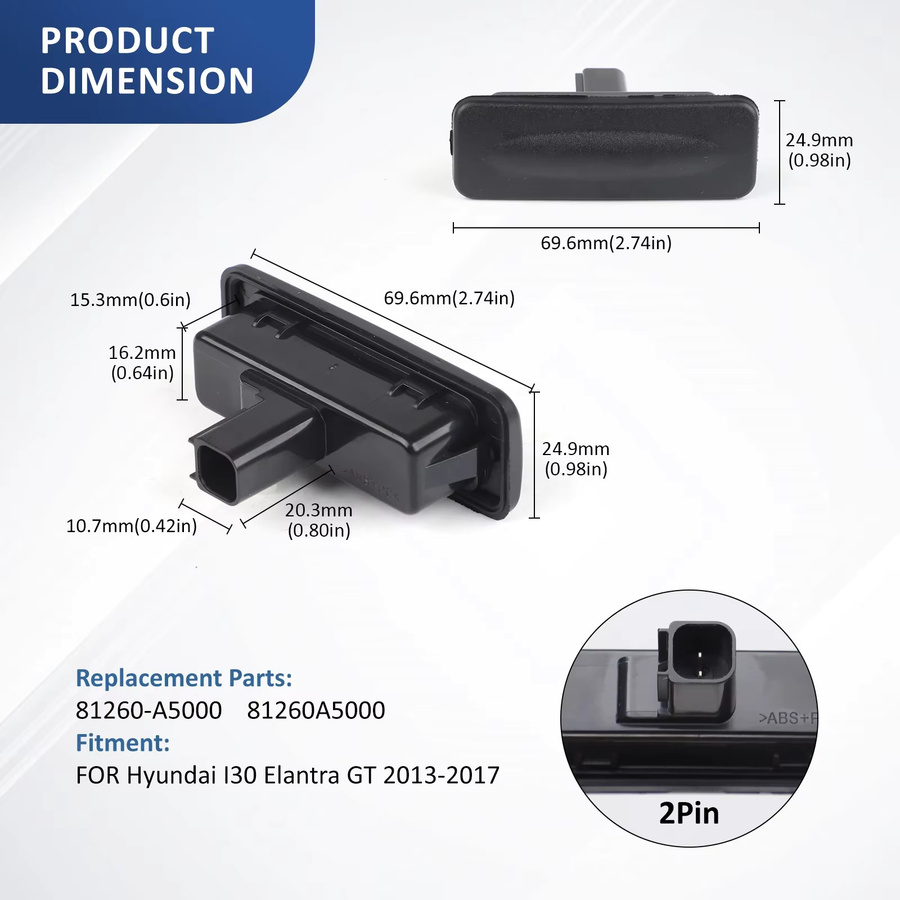 CNSPEED Heckklappenöffner für Hyundai Elantra GT, Kia Ceed und Hyundai i30, Schwarz, Teilenummer 81260-A5000 - Bild 3