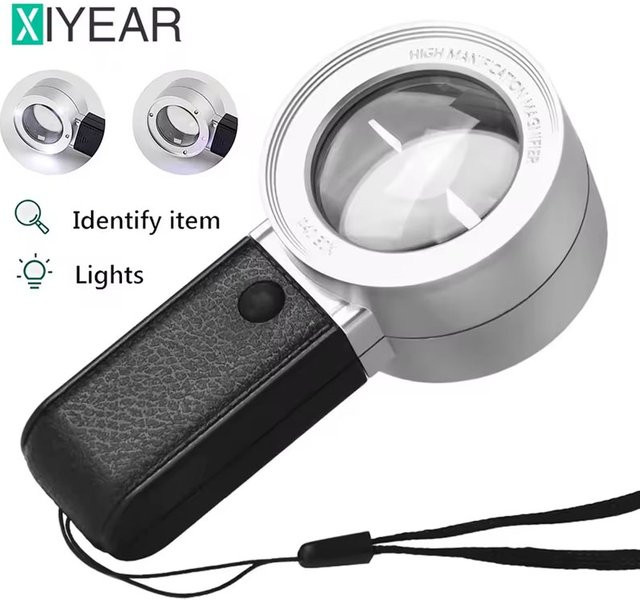 xiyear Handlupe 30x, mit LED-Beleuchtung, Weiß - Bild 1