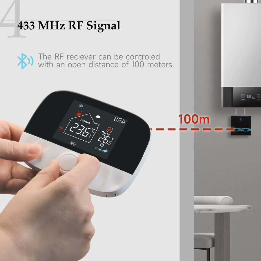Tuya Smart Home Wifi Heizungsthermostat zur App-Steuerung für Bodenheizung Wasser und Gas Kessel in Weiß - Bild 3